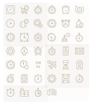 Countdown Comprehensive Bundle with 40 Editable Thin Line 64x64 Icons vector