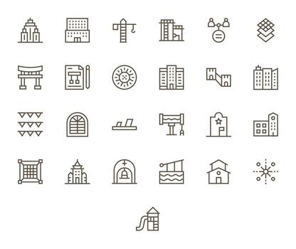 25 Icons for Structure featuring 64x64 Pixel Optimized Regular Line Graphics vector