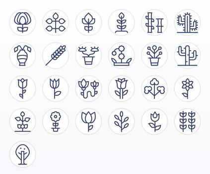 25 64 x 64 regular línea íconos para vástago con editable precisión vector