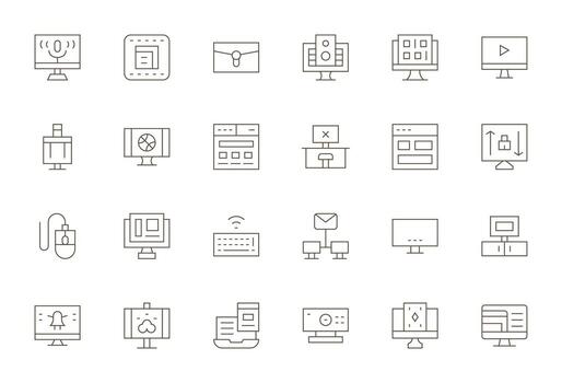 24 Delgado línea editable vectores para escritorio tema