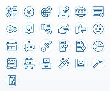 Regular Line Style Fail Icons with 25 128x128 Display Perfect Designs vector