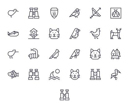 25 Regular Line Icons designed for Wildlife in 256x256 Display Perfect format vector