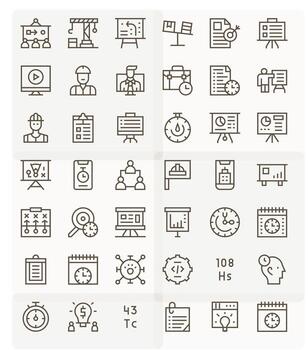 42 128x128 Regular Line Pixel Optimized Icons for Project Projects vector