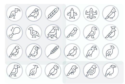 24 Thin Line Grid Fitted Icons for Wing Graphics vector