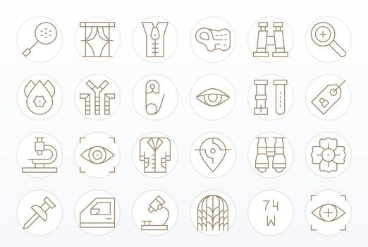 24 Grid Fitted High Resolution Icons for Detail in elegant Thin Line design vector