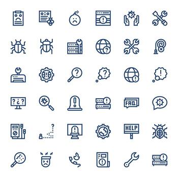 Bold Line Style Troubleshooting Icons with 36 256x256 PIXEL Perfect Designs vector