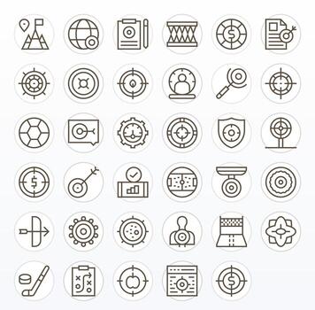 35 Icons for Goal optimized in Pixel Optimized 64x64 Regular Line resolution vector