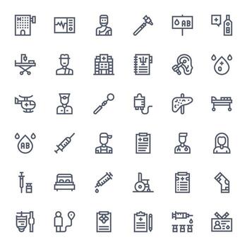 36 Pixel Optimized Bold Line Icons designed for Patient Interface vector