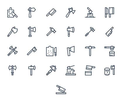 Chopping Display Perfect Set with 25 Retina Ready Regular Line Icons vector