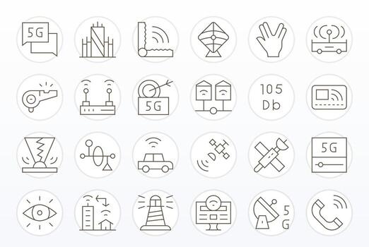 Signal Ultimate Package with 24 256x256 Thin Line Pixel Optimized Icons vector