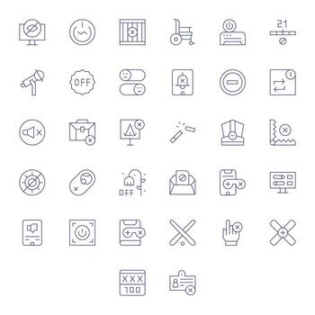 inhabilitar último paquete con 32 256x256 Delgado línea píxel alineado íconos vector