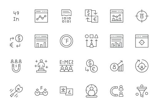 24 Thin Line Editable 128x128 Icons from Conversion Suite vector