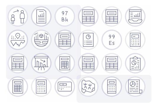 24 Thin Line Pixel Aligned Icons crafted for Figures 128x128 applications vector