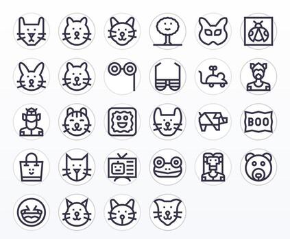 Cartoon Comprehensive Bundle with 28 Pixel Optimized Bold Line 128x128 Icons vector