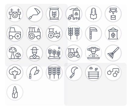 25 High Resolution Regular Line Icons for Harvesting with Detail Enhanced precision vector