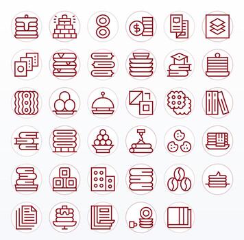 35 regular línea detalle mejorado íconos para apilar gráficos vector