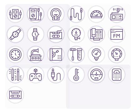 término análogo exclusivo conjunto presentando 25 regular línea editable 256x256 íconos vector