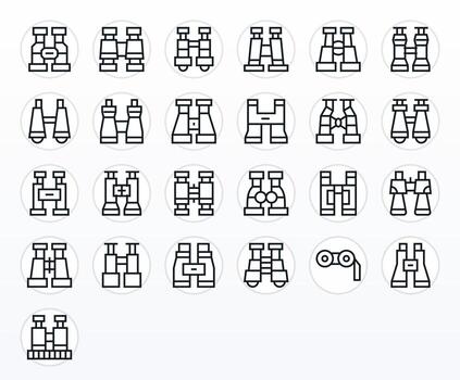 25 Regular Line Icons from Spotting Scope in 128x128 PIXEL Perfect Quality vector