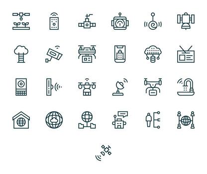 25 Regular Line Icons designed for Remote in 64x64 Pixel Optimized format vector