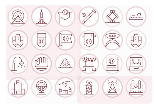 Base Comprehensive Bundle with 24 Display Perfect Thin Line 256x256 Icons vector