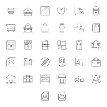 32 Icons for Storage optimized in Pixel Optimized 64x64 Thin Line resolution vector