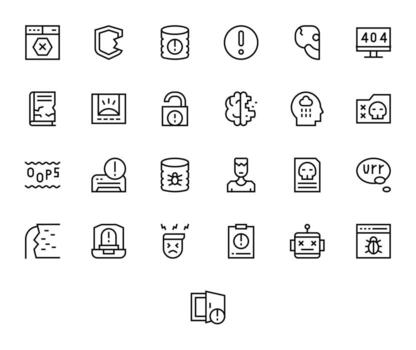 25 256x256 Regular Line Icons for System Error with Pixel Optimized precision vector