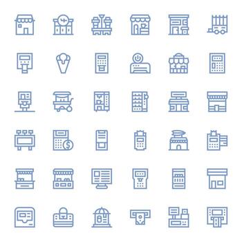 Kiosk Pixel Optimized Set with 36 128x128 Bold Line Icons vector