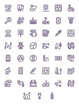 45 Editable Icons themed around Plug in 128x128 Bold Line format vector
