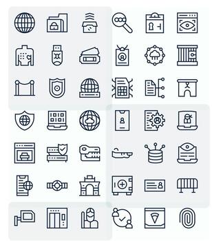 acceso presentando 42 256x256 íconos en regular línea diseño vector