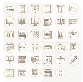 monitor diseño íconos presentando 35 píxel optimizado regular línea estilo vector