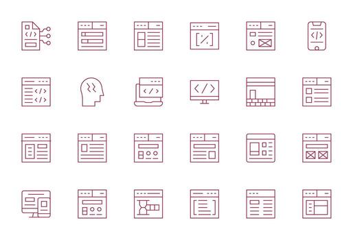 Css Premium Bundle with 24 High Resolution Grid Fitted Thin Line Icons vector