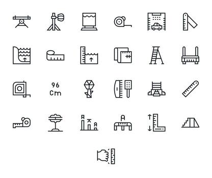 25 Icons for Height optimized in Pixel Optimized 64x64 Regular Line resolution vector