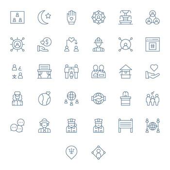 Community Professional Set with 32 Thin Line Pixel Optimized High Resolution Icons vector