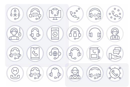 Hotline Essential Set including 24 Display Perfect Thin Line High Resolution Icons vector