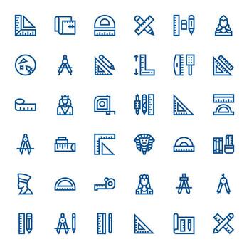 36 Icons for Ruler optimized in PIXEL Perfect 64x64 Bold Line resolution vector