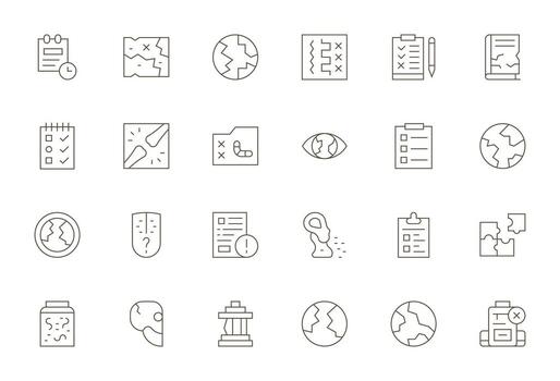 Incomplete Complete Package with 24 High Resolution Thin Line Editable Icons vector