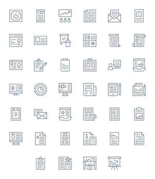 40 Display Perfect Icons themed around Report in High Resolution Thin Line format vector