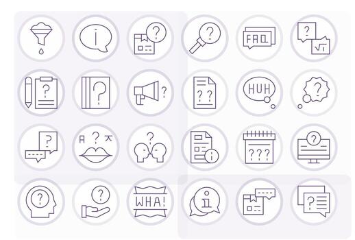 24 Icons for Clarification optimized in Pixel Optimized Retina Ready Thin Line resolution vector