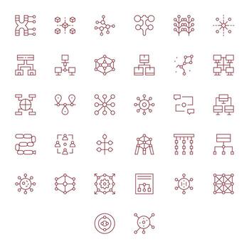 Nodes Scalable Set featuring 32 Pixel Aligned Thin Line Retina Ready Icons vector