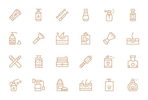 Cosmetics Graphics Pack including 24 Thin Line High Resolution Pixel Optimized Icons vector