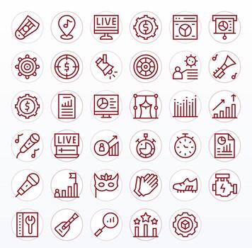 Performance Scalable Set featuring 35 PIXEL Perfect Regular Line 128x128 Icons vector