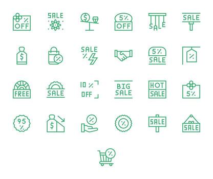 Bargain Icon Toolkit featuring 25 Display Perfect 256x256 Regular Line elements vector