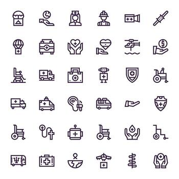 Aid Professional Set with 36 Bold Line Grid Fitted High Resolution Icons vector