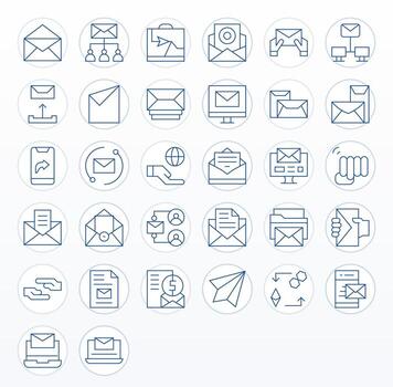 32 Delgado línea monitor Perfecto íconos hecho a mano para enviar retina Listo aplicaciones vector