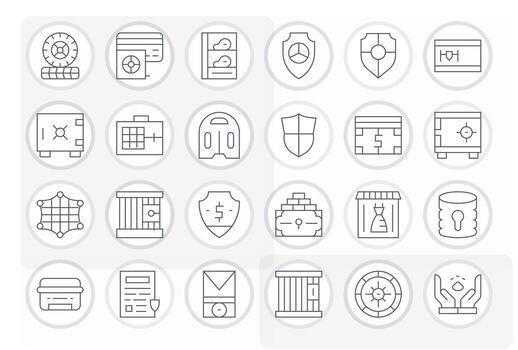 custodia escalable conjunto presentando 24 cuadrícula equipado Delgado línea alto resolución íconos vector