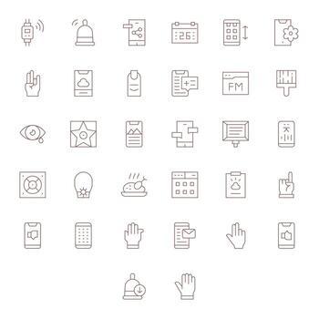 32 editable retina Listo íconos para aplicación en elegante Delgado línea diseño vector