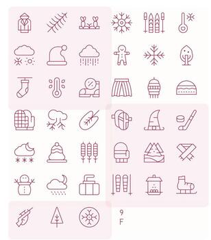 40 Editable Thin Line Icons designed for Winter Interface vector