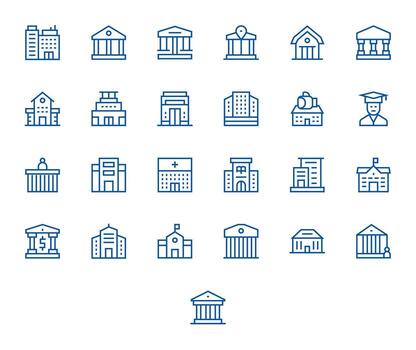 25 Regular Line PIXEL Perfect 256x256 Icons from Institution Suite vector