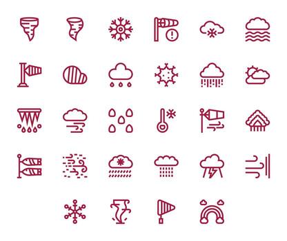 28 Display Perfect Bold Line Icons from Meteorological Collection vector