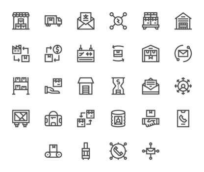 28 Bold Line Grid Fitted High Resolution Icons from Outbound Suite vector